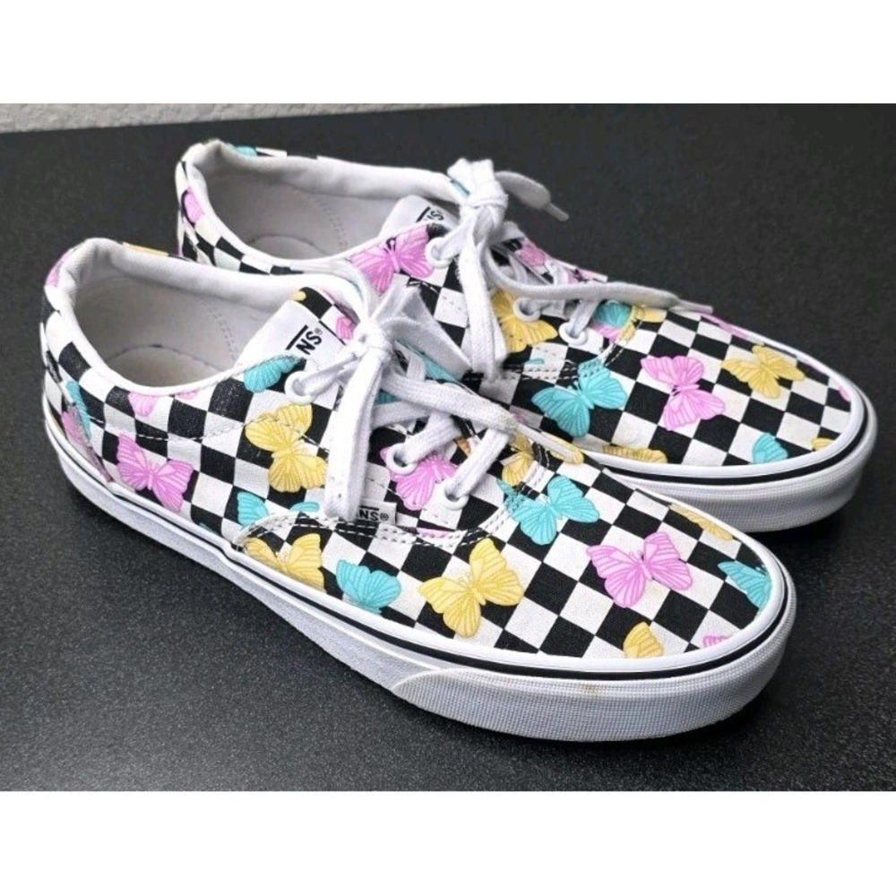 Vans Off the Wall Women 8 Doheny Butterfly Checked Pattern Shoes Skater Moto